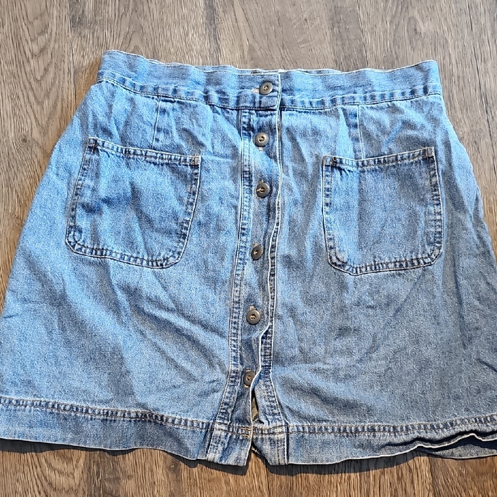 Vintage Y2k  Button Front Denim Mini Skirt Breaker Size 9 Preppy Causal  Woman
